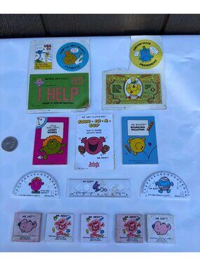 Mr. Men & Little Miss 1980's Arby's Rulers Stickers Erasers Activity Book Items